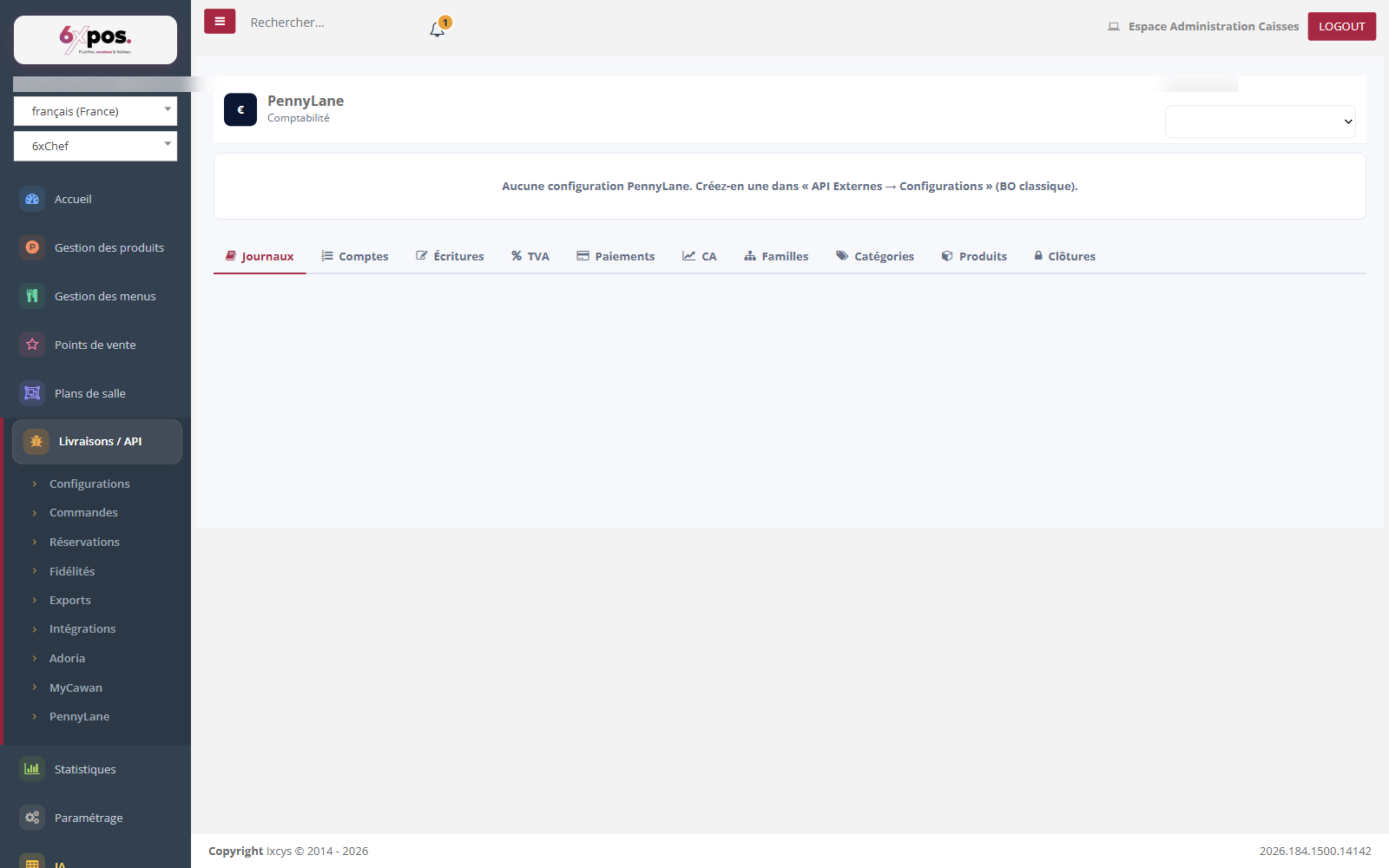 Figure 12 — La page PennyLane : configuration, connexion OAuth, puis les onglets d'import et de mappage.